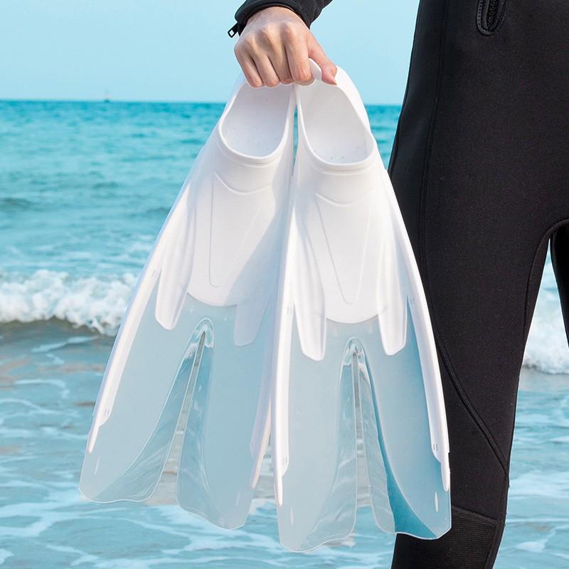 WAVE Split Fin Snorkeling Fins Freediving Training Lightweight TPR Swim In Transparent Black