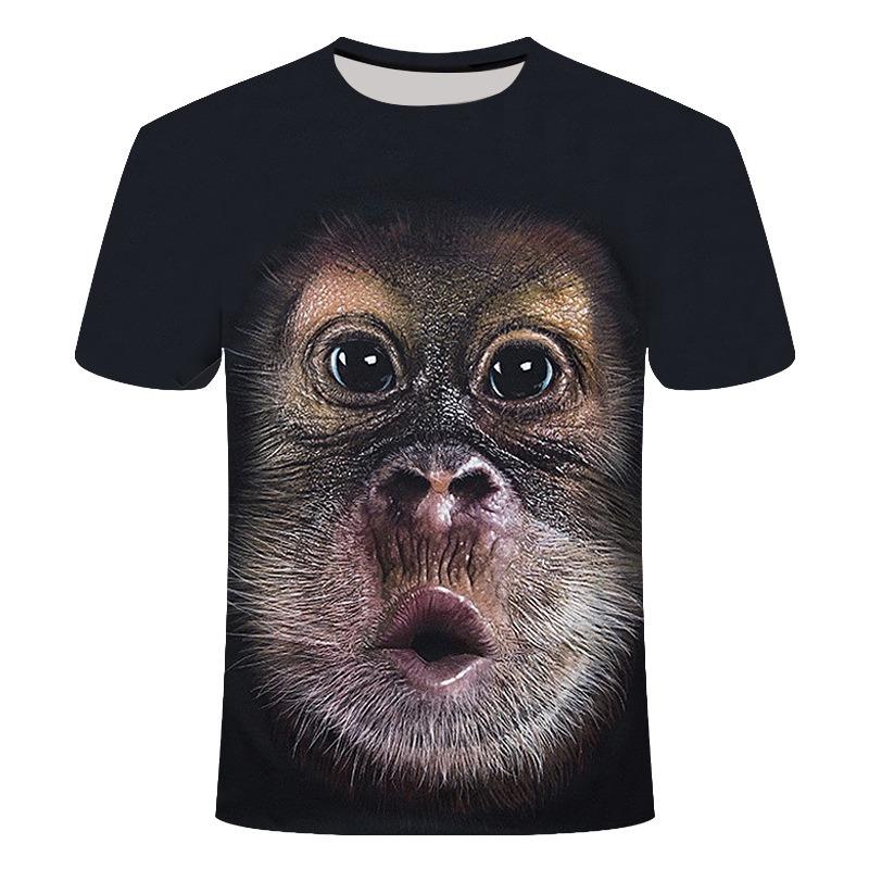 Summer 3D T-shirt Print Animal Monkey Gorilla Short Sleeve Funny Casual Jersey Top T-Shirt Men Large S