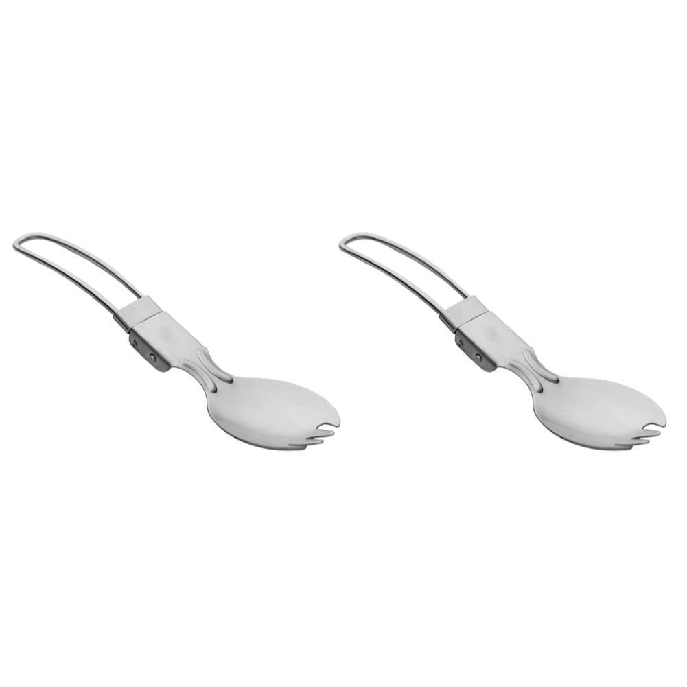 1-4PCS Camping Folding Cutlery Titanium Spoon Spork Outdoor Tableware Ultralight Camping Cookware Hiking Travel Flatware Spork