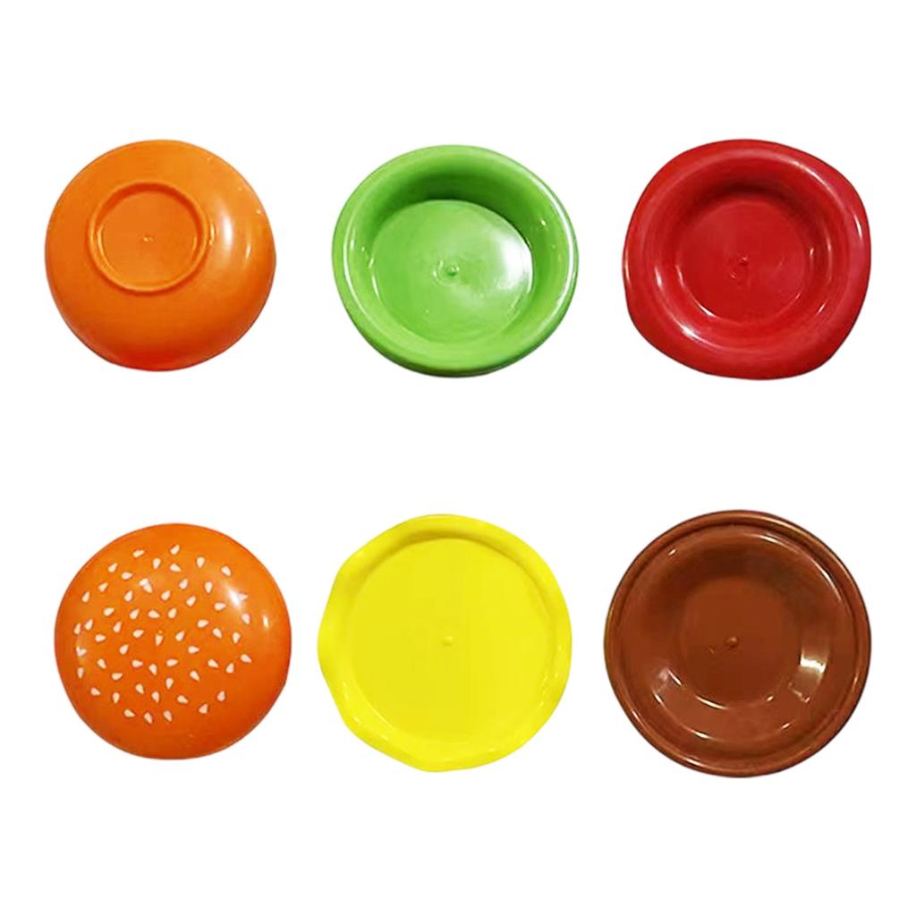 Stackable Hamburger Plate Set Burger 6Pcs/Set Mini Dinner Plate High Value Bone Spit Plate Funny Sauce Containers Table Decor