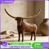 Farmhouse Longhorn Sculpture Resin Rustic Vintage Folk Art Western Tabletop Home Decor