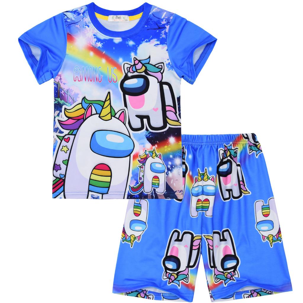 Game Digital Printing Medium And Older Children'S Loungewear Set, Short-Sleeved Two-Piece Pajamas 837