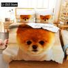 Pomeranian Nevresim Takımı Hayvan Köpekler Yatak Takımı 3D Sevimli Evcil Hayvan Yatak Örtüleri Gençler İçin Çift Kişilik Queen King Boy Polyester Yorgan Kılıfı