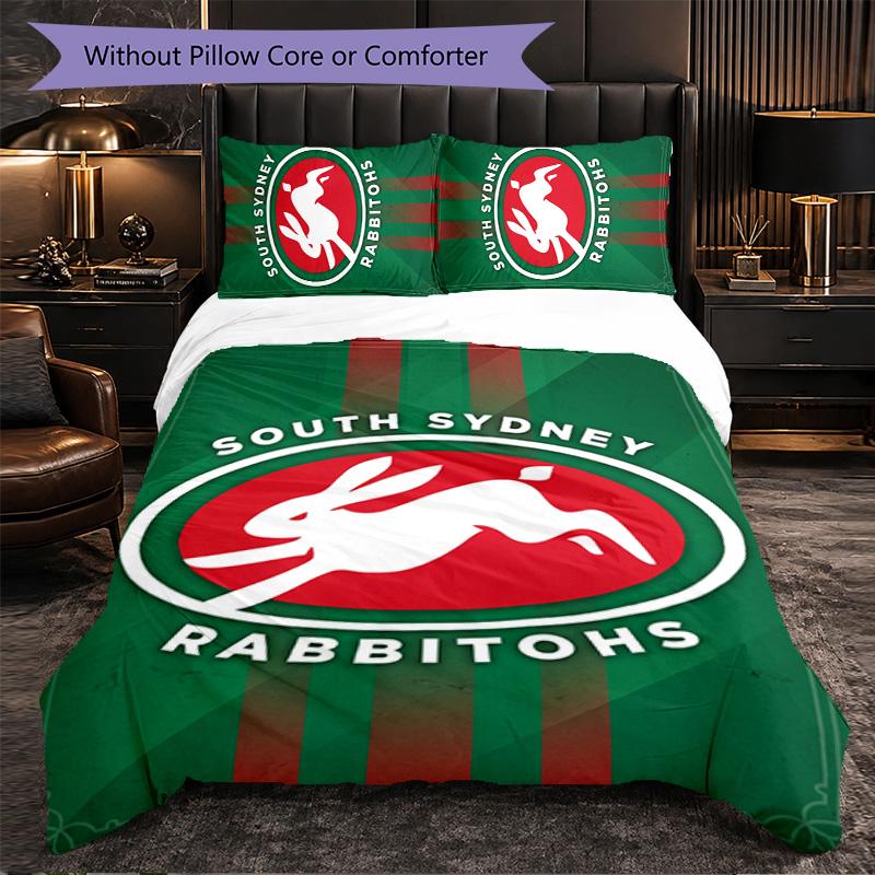 South Sydney Rabbitohs Modello Microfibra Set Biancheria da Letto 3 Pezzi Decorazione Copripiumino per Camera da Letto Uso Domestico
