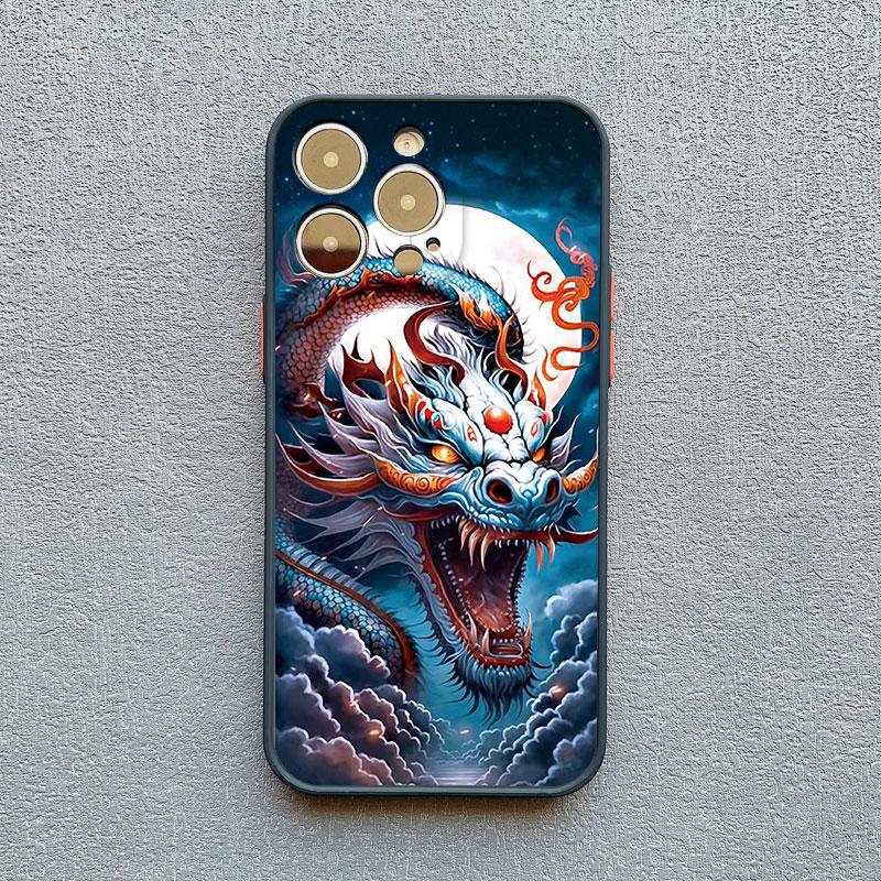 Dragon Totem Phone Case For iPhone 16 13 12 11 15 14 Pro Max 14Plus XS X XR 13 Mini 7 8 Plus SE2 Vintage Dragon Shockproof Cover