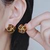 Eco-Friendly Geometric Drip Glaze Triangle Stud Earrings - High-End Autumn/Winter Fashion for Women