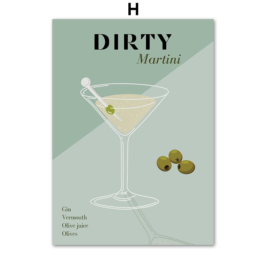 Cocktail Espresso Lemonade Wall Art Canvas Painting Retro Drinks Posters And Prints Pictures For Drink Shop Bar Room Decoration