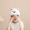 White Terrier Dog Hat Soft Fleece Winter Hat For Cold Weather Easy To Wear Photo Props