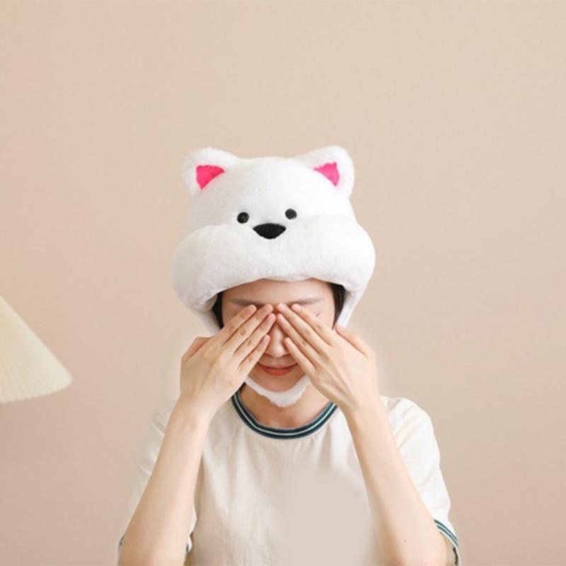 White Terrier Dog Hat Soft Fleece Winter Hat For Cold Weather Easy To Wear Photo Props