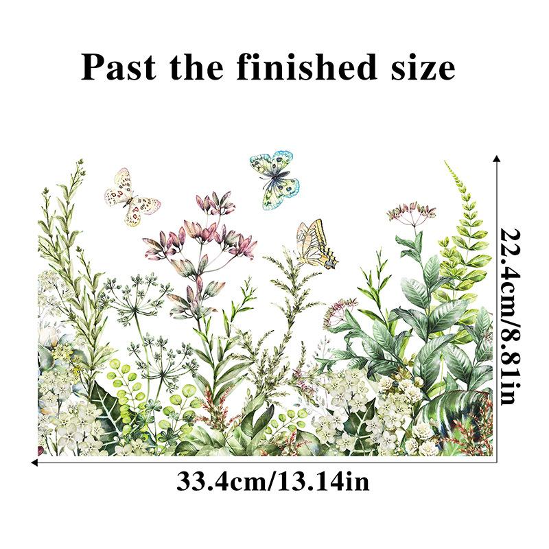 Zielona Roślina Kwiat Motyl Naklejka Ścienna Naklejka Łazienkowa Toaletowa Wc Samoprzylepny Mural Upiększyć Dekoracja Domu Kalkomanie