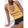 Summer New Product Women's Clothes Sexy Style Rib Hanging Collar Sleeveless Elegant Fashion All-Match T-shirt 0858310