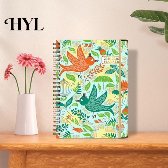 Small And Portable Planner 2025-2026 Jul 2025 - Jun 2026 12 Month Daily Weekly Monthly Exquisite Workmanship Calendar Floral Print Spiral Binding