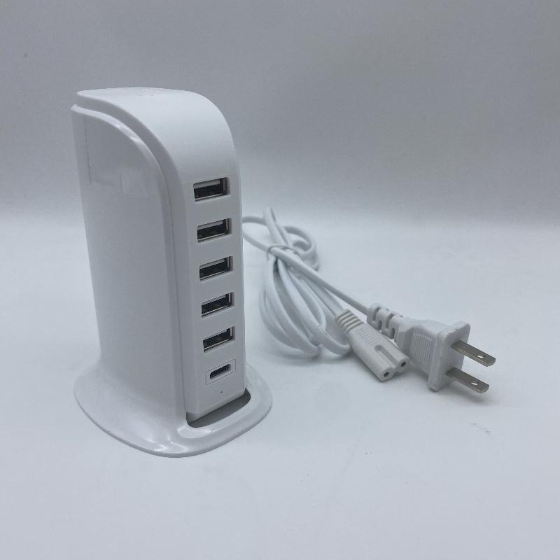 5V4A 20W Smart 6 In 1 USB Multi Port Charger Compatible Different IOS/Android Devices Portable MINI Charger Station
