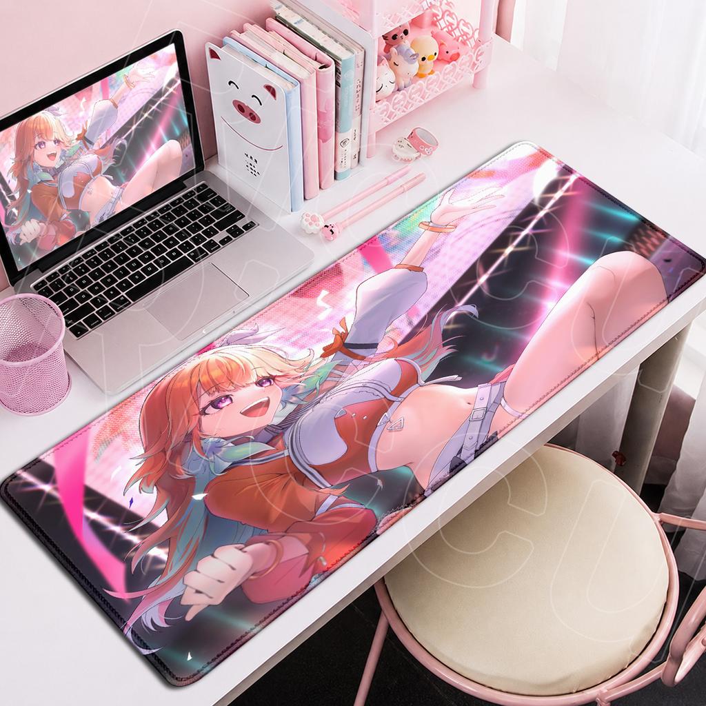 Hololive Roztomilá Dívka Takanashi Kiara Anime Podložka pod Myš XXL Herní Podložka pod Klávesnici na Notebook Uzamykatelný Okraj Kancelářská Dekorace Podložka 90x40cm