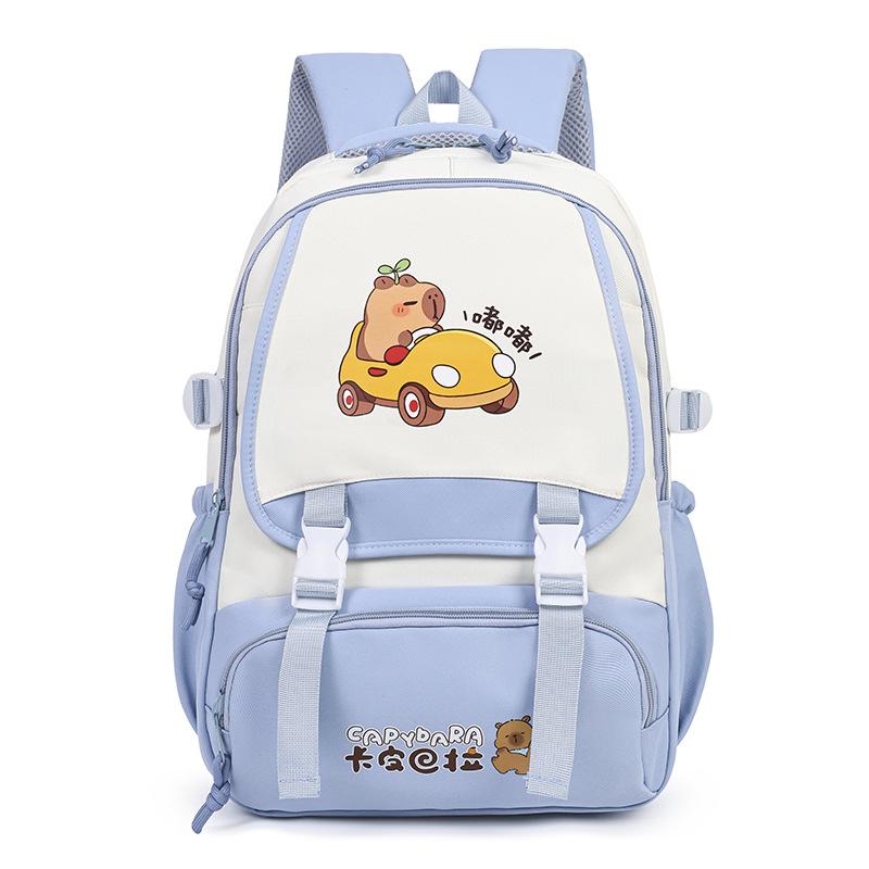 

School bag new large-capacity primary and secondary school school bag Kapibara boys and girls cartoon color matching casual versatile school bag batch синій