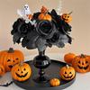 Halloween Zwarte Kunstmatige Rozenbloemen Donkere Horror Gotische Zwarte Gesimuleerde Bloemenbos voor Huis Bruiloft Feest Halloween Decoratie