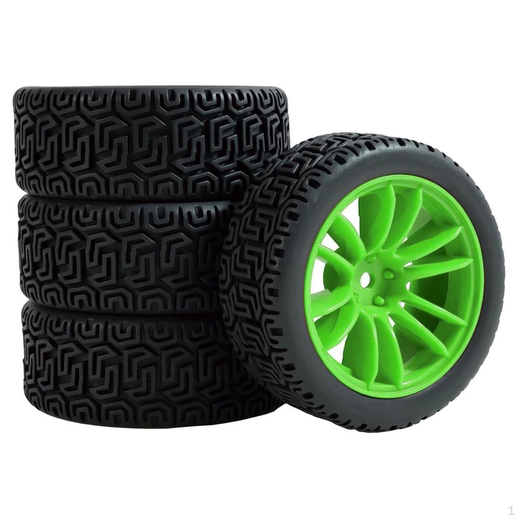 Maze Pattern Tire High Traction 1/10 Scale Rally Car Wheel Set Rubber Tires for Track