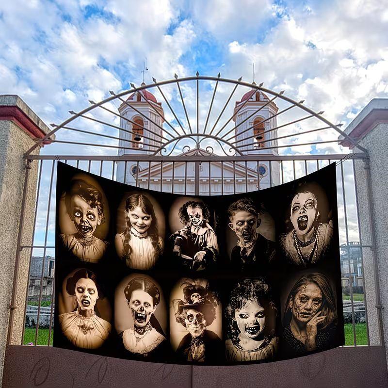 VIKAMA Vintage Creepy Doll Halloween Backdrop Antique Horror Banner Adult Spooky Party Photo Booth Wall Decor Background