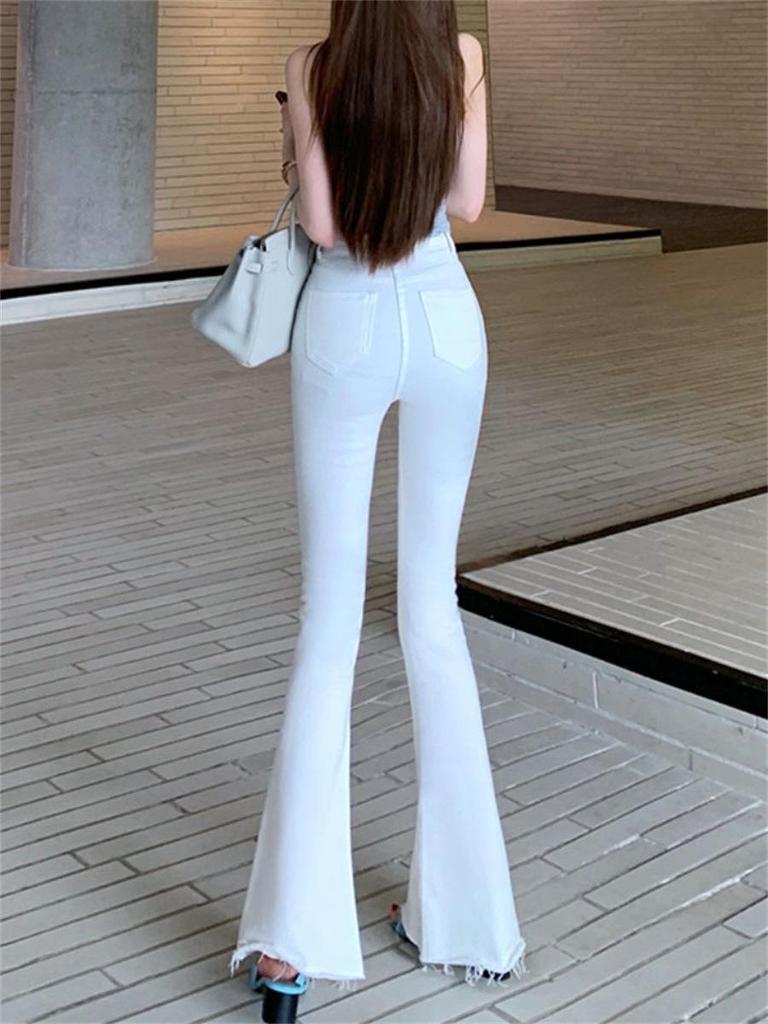 Women's High Waist Flare Jeans 2.0 - White Slimming & Flattering Long Leg Style