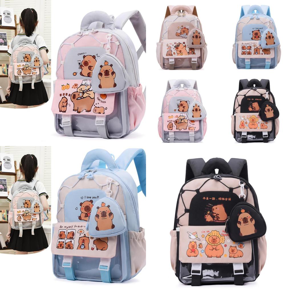 Kids School Backpack With Fun Cartoon Capybara And Load Reducing Features For Childrens Daycare