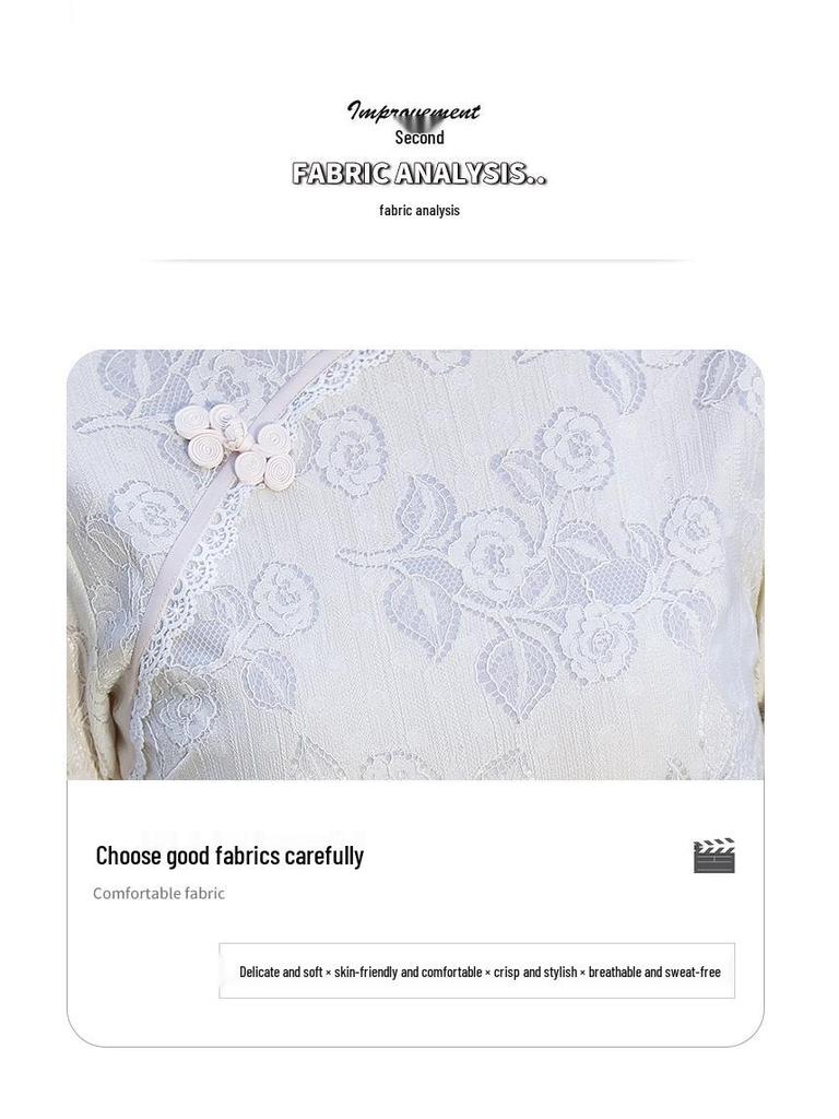 Petite White Retro Cheongsam 2025: Autumn High-End Short Dress for Girls