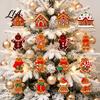 Decorative Cookie Style Tree Hanging 12/16/24PCS Wooden Christmas Ornaments, Gingerbread Man & House Decorations, Lightweight Xmas Charms Ornaments