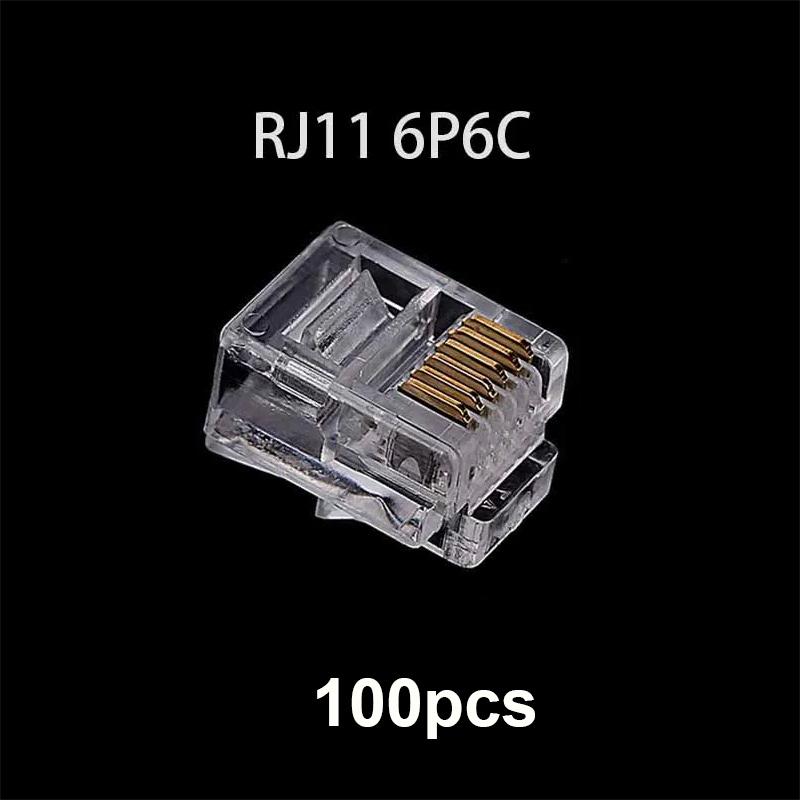 20/50/100PCS/lot RJ11 6P2C 6P4C 6P6C Telephone Internet Modular Plug Jack RJ11 Connector RJ-11 Crystal Heads Gold-Plated 6U