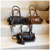 IELGY Retro Portable Boston Bag Autumn Winter Niche Commuter Large Capacity One-Shoulder Messenger Bag