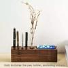 Wooden Desk Organiser Tray with Business Cards Stand and Multi Sots Pen Storage Container For Offices Desk Organization