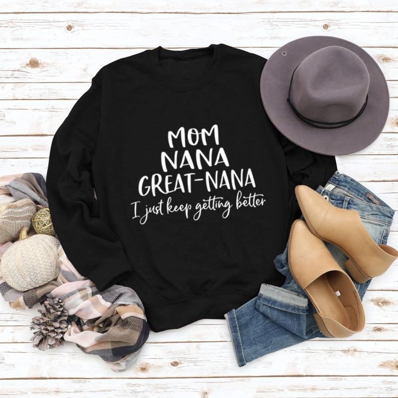 TOP MOM NANA GREAT NANA European and American alphabet fashion crew neck long-sleeved sweater independent station