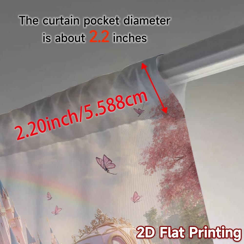 Set Of 2 Modern Flat Printing Curtains Without Rod Fantasy Kingdom Ride Fashionable Durable Polyester Fabric Curtain