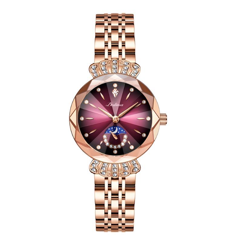 Top Brand New Women's Diamond-encrusted Waterproof Steel Band Watch Business Casual Light Luxury Butterfly Buckle Women's Watch