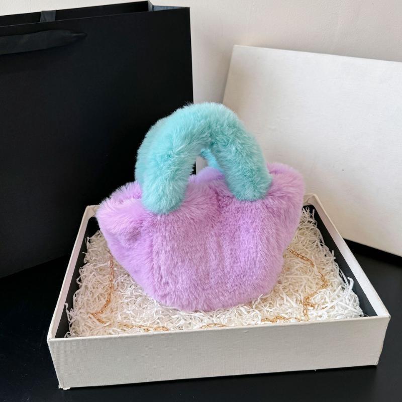 1 Pcs Women's Bag Autumn and Winter New Fashionable Girl's Hairy Chain Handbag Shoulder Cross Bag