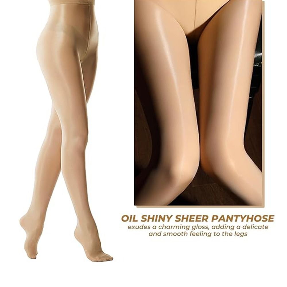 Oil Bright Shimmer Tights 360°Seamless Crotch Sheer Pantyhose Shaping  Silk Stockings  Girls