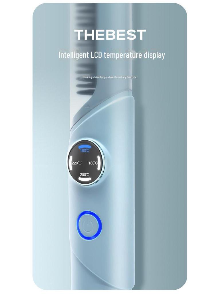 Portable Temperature-Adjustable Hair Styling Comb & Straightener