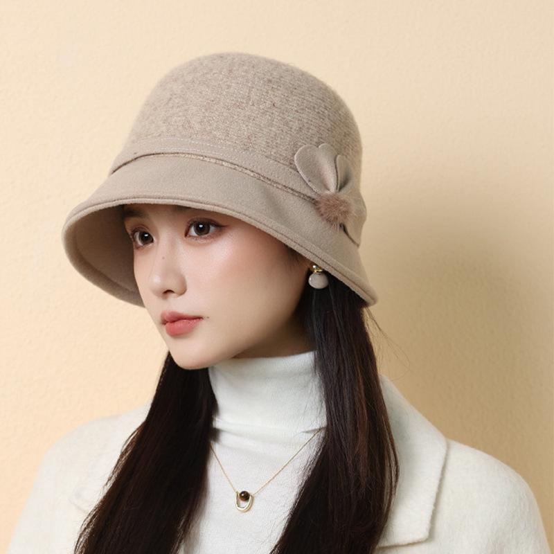 Middle aged and Elderly Wool Casual Basin Hat Korean Style Fashionable and Versatile Warm Ear Protecting Fisherman Hat