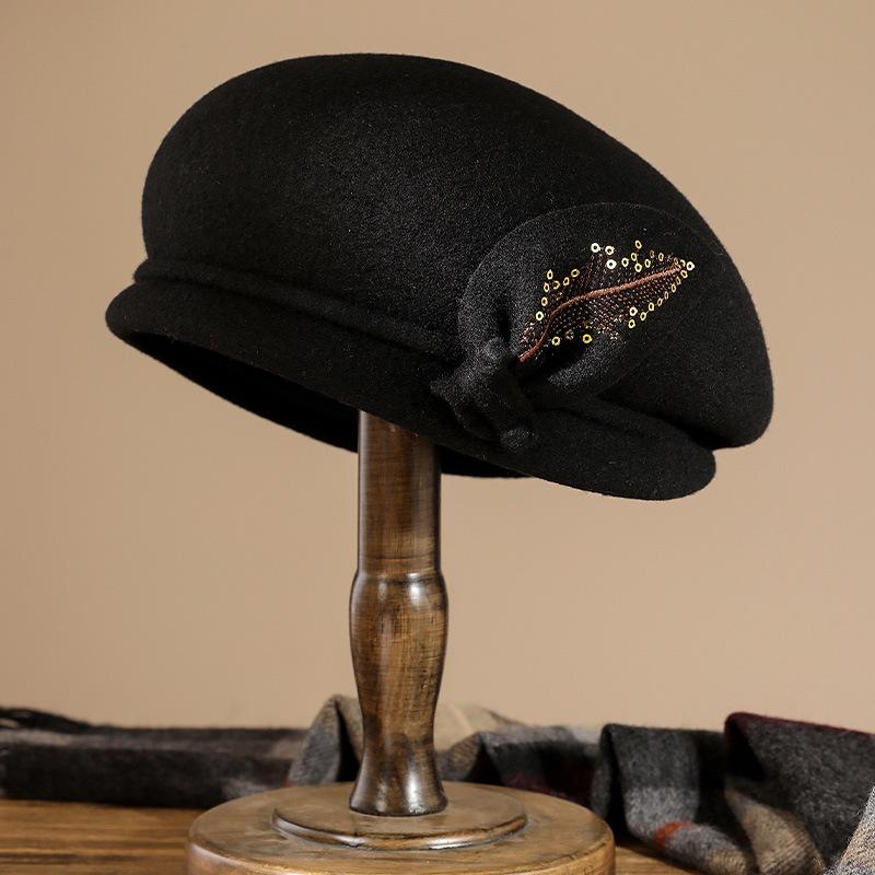 Hat lady autumn and winter wool beret temperament mother elegant fashion milliner retro versatile thermal hat