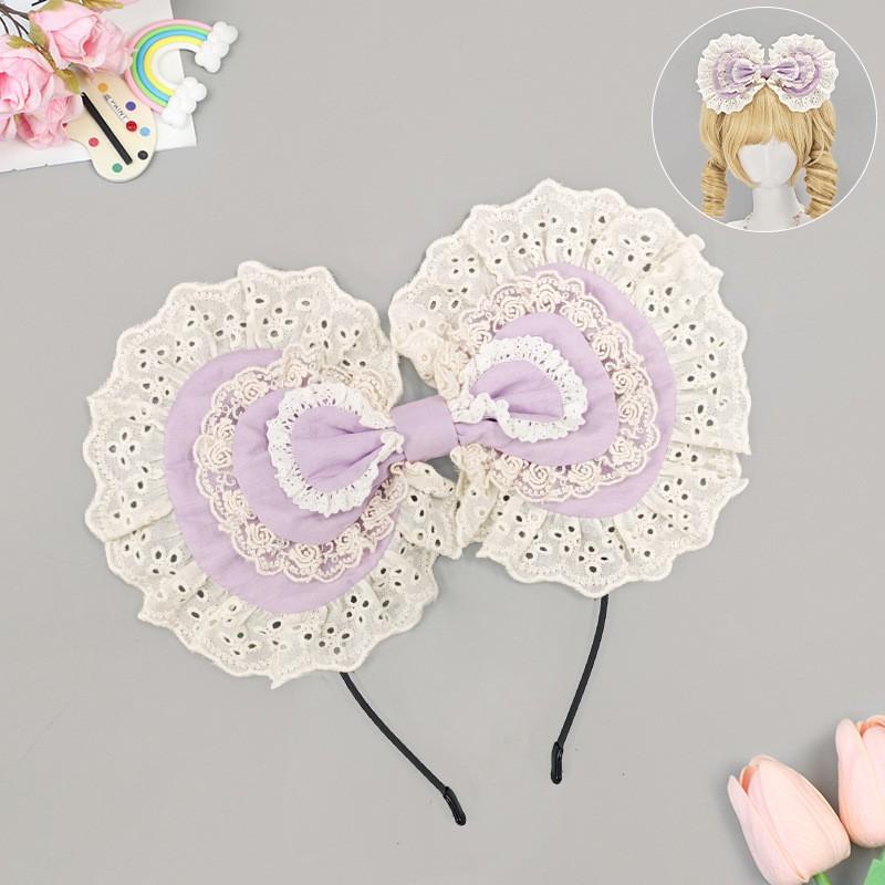 Handmade Lace Bow Hair Clip Girls Sweet Kawaii Lolita Accessory In Pastel Colors