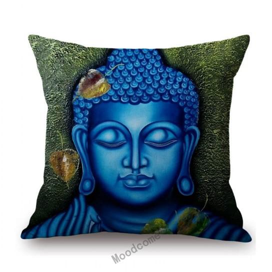 Worship Buddha Sakymuni Lotus Flower Buddism Oil Painting Southeast Asia Buddhists Decoration Pillow Case Linen Cushion Cover