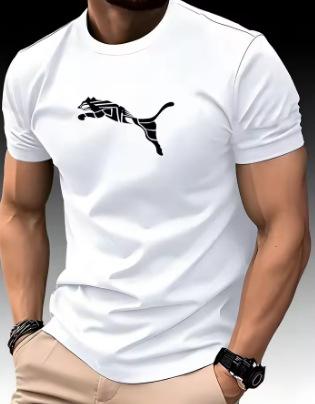 Summer new luxury men's fashion fox leopard print T-shirt round neck casual trend 2K high-end high-quality fitness