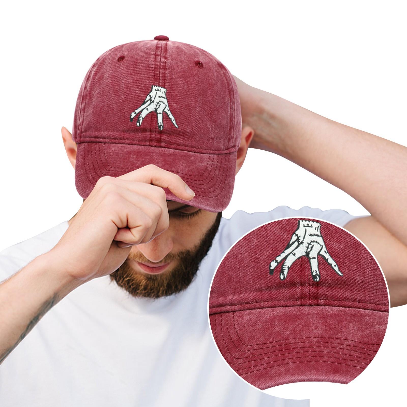 

Wednes Day Inspired Hat Baseball Cap Unisex Cute Finger Inspired Shading Sports Hat One Size винний