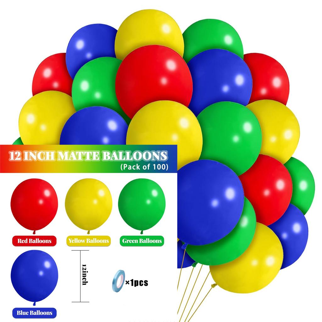 12inch 100pcs Multi-color Latex Balloon Set, Suitable for Weddings, Birthdays, Pop Parties, Bridal Showers, Family Gatherings