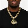 Iced Out Pitbull Bulldog Head Pendant Necklace with Spiked Collar Gold Plated Cuban Link Chain Hip Hop Animal Streetwear Jewelry