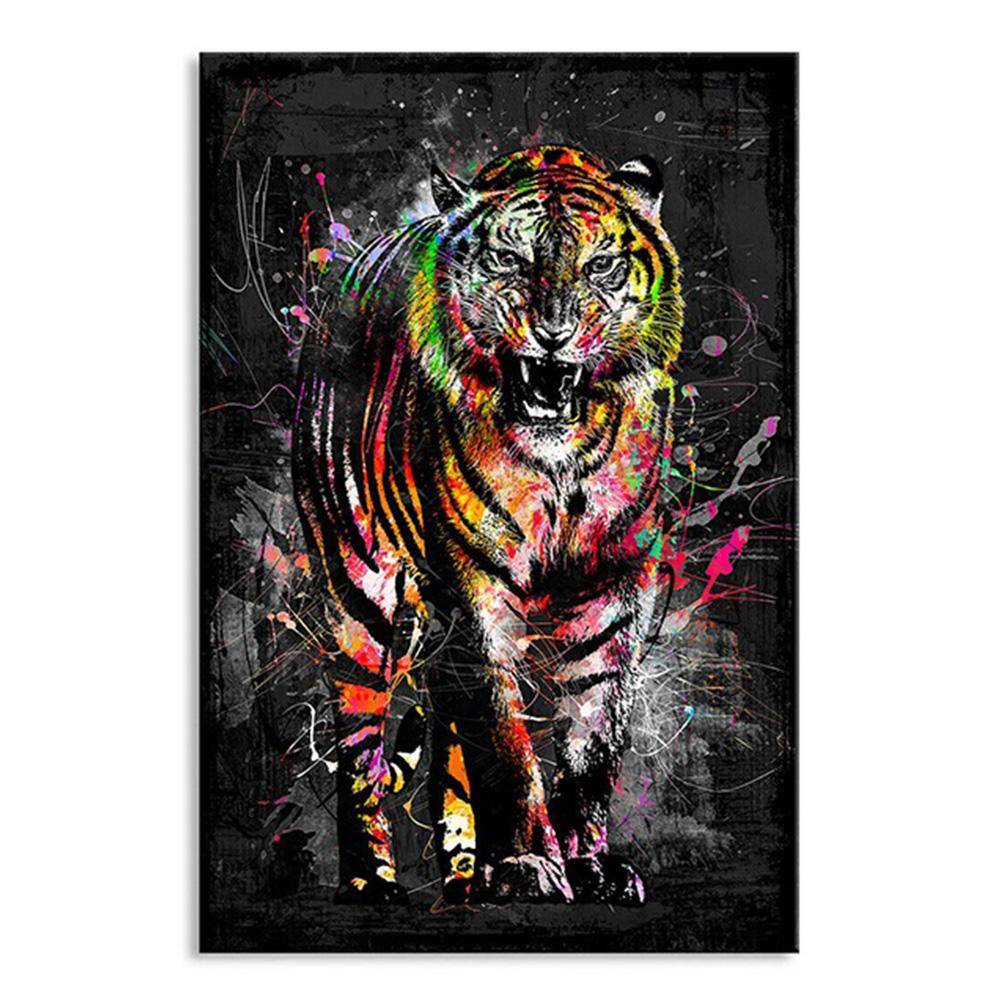 Graffiti Abstraktní Zvířecí Nástěnný Plakát Barevný Lev Slon Bytový dekor Obraz na plátně Nástěnná malba Dekorace obývacího pokoje