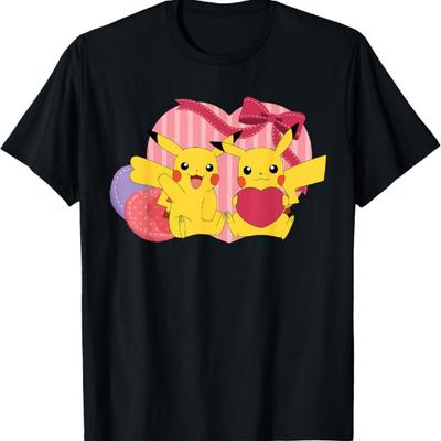 Pokémon - Pikachu And Cosplay Pikachu Valentine's Day Hearts T-Shirt