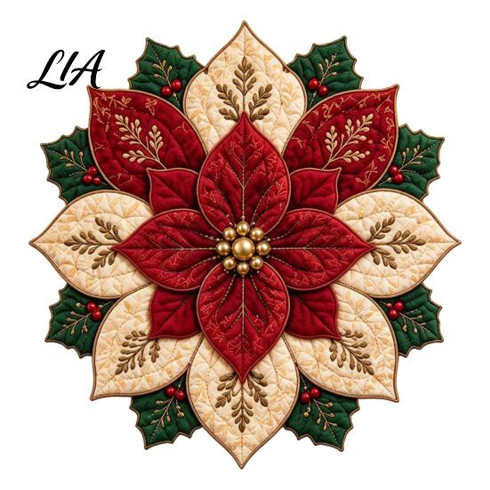 Kreative Feiertagsbastelwerkzeuge Gesteppter Stoff Weihnachtsstern DIY-Set, Weihnachtsblumen-Patchwork-Näh-Festlicher Schmuck-Bausatz Handgefertigt für Zuhause Haustür