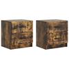 Nightstand Set of 2 Smoked Oak Finish 43 X 34.5 X 44.5 Cm