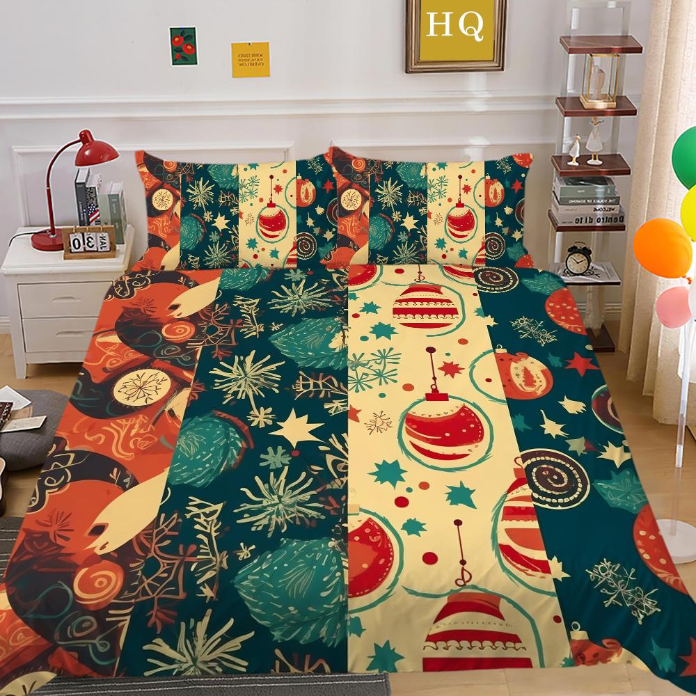 Microfiber Fabric Christmas Bedding Set Luxury HD Quilt Cover Pillowcase 2 or 3 AU/EU/DE/US Full Size Quick Drying Easy Cleaning Home Decoration