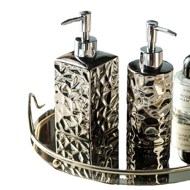 Ceramic electroplating distribution bottle hotel club press bottle shampoo and shower gel shampoo dispenser soap dispenser