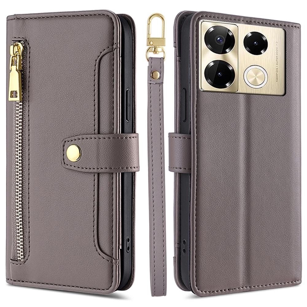 For Infinix Note 40 Pro 4G Crossbody Phone Case PU Leather Wallet Zipper Phone Cover